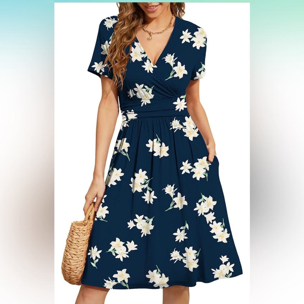 Blue floral stretchy dress